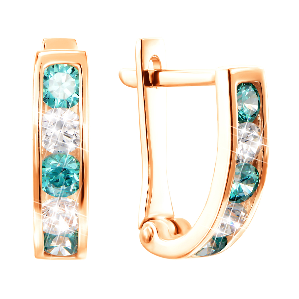 

Серьги в красном золоте с цирконием Swarovski мятного и белого цвета 000099263
