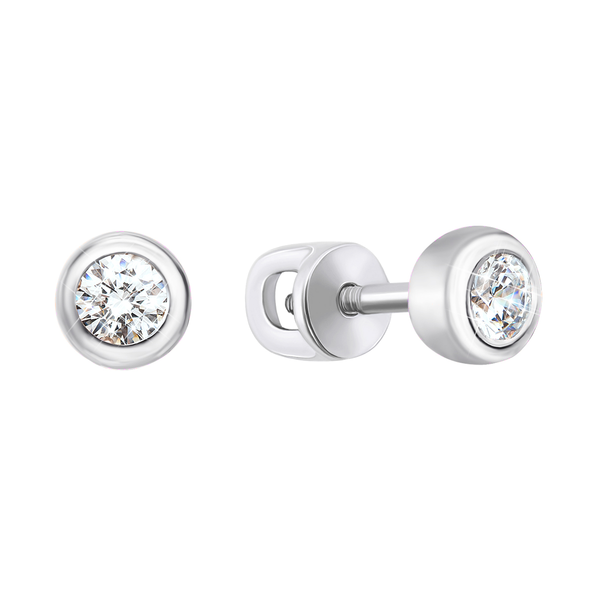 

Серьги-пуссеты из белого золота с цирконием Swarovski 000122453