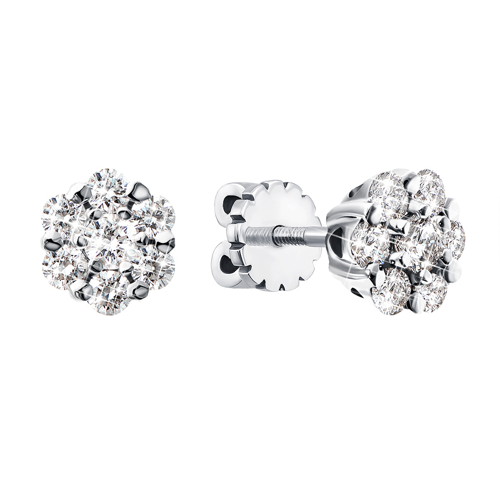 

Серьги-пуссеты из белого золота с бриллиантами и родированием 000131485