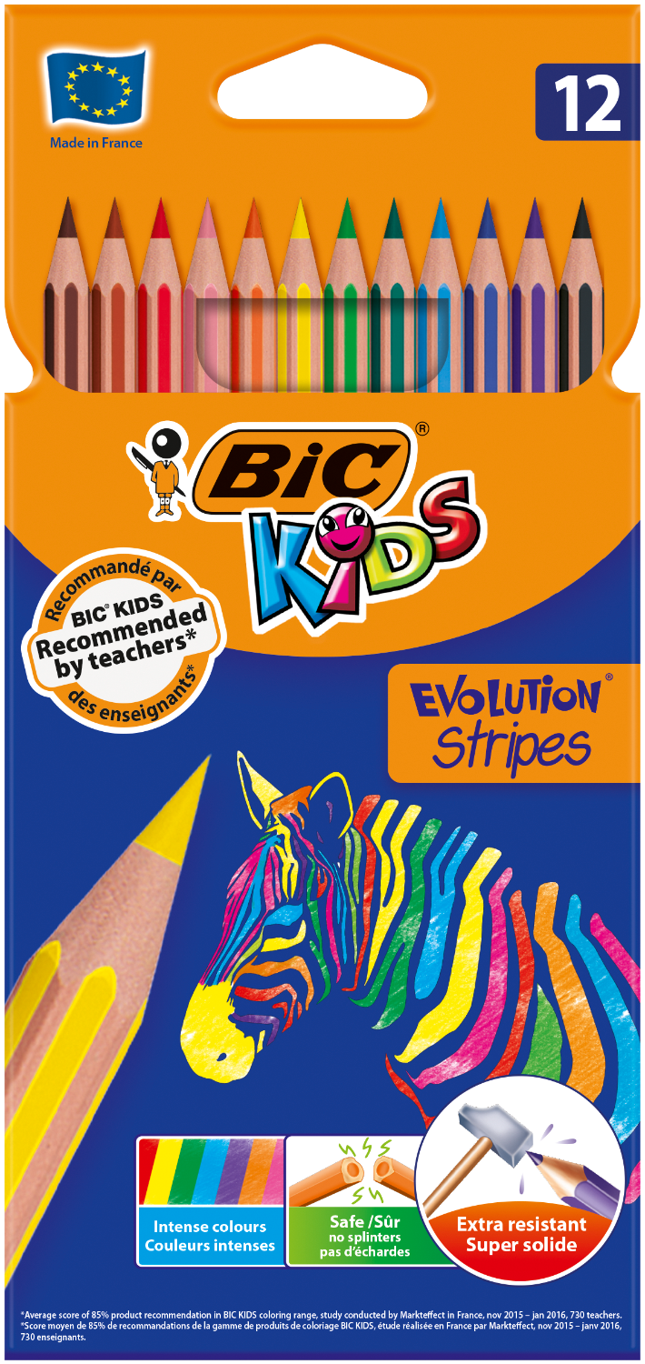 Карандаши цветные Bic Evolution Stripers 12 шт (bc9505221)