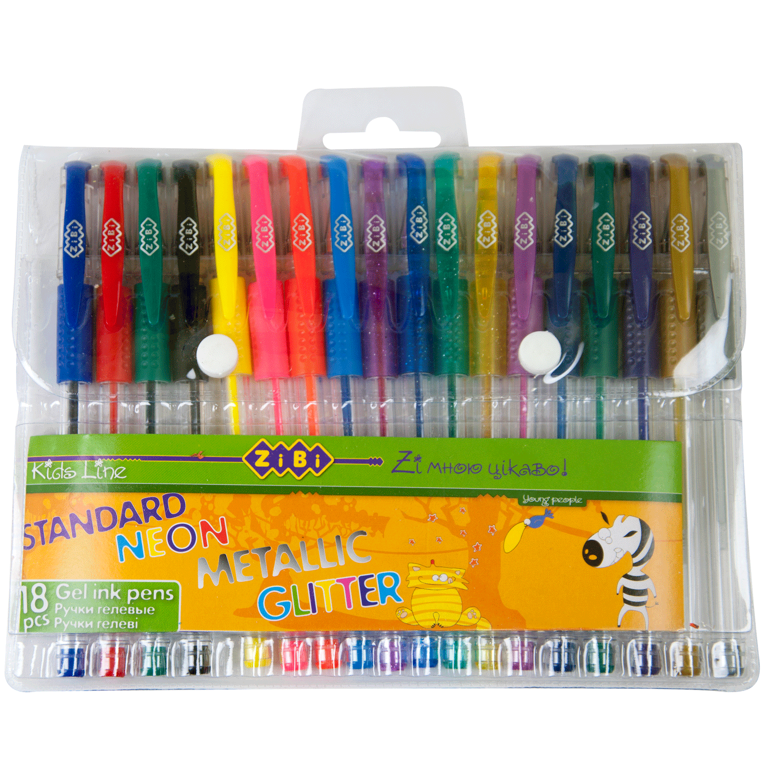 

Набор ручек гелевых ZiBi Kids Line 18 шт (ZB220699)