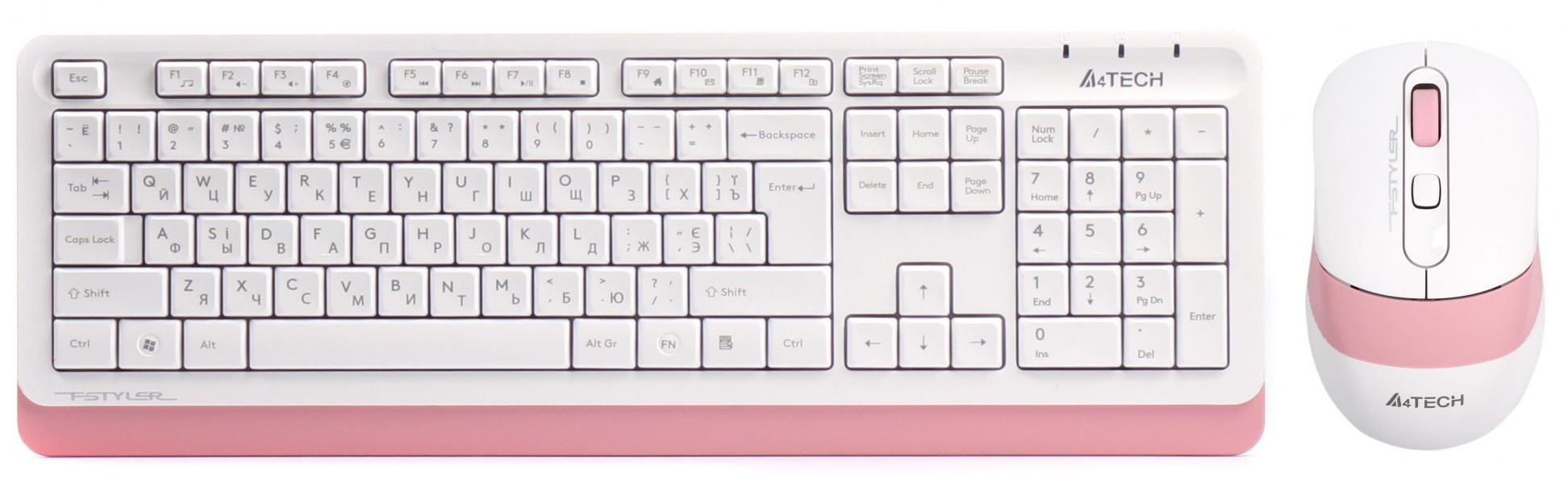 

Клавиатура и мышь A4Tech FG1010 беспроводные White/Pink