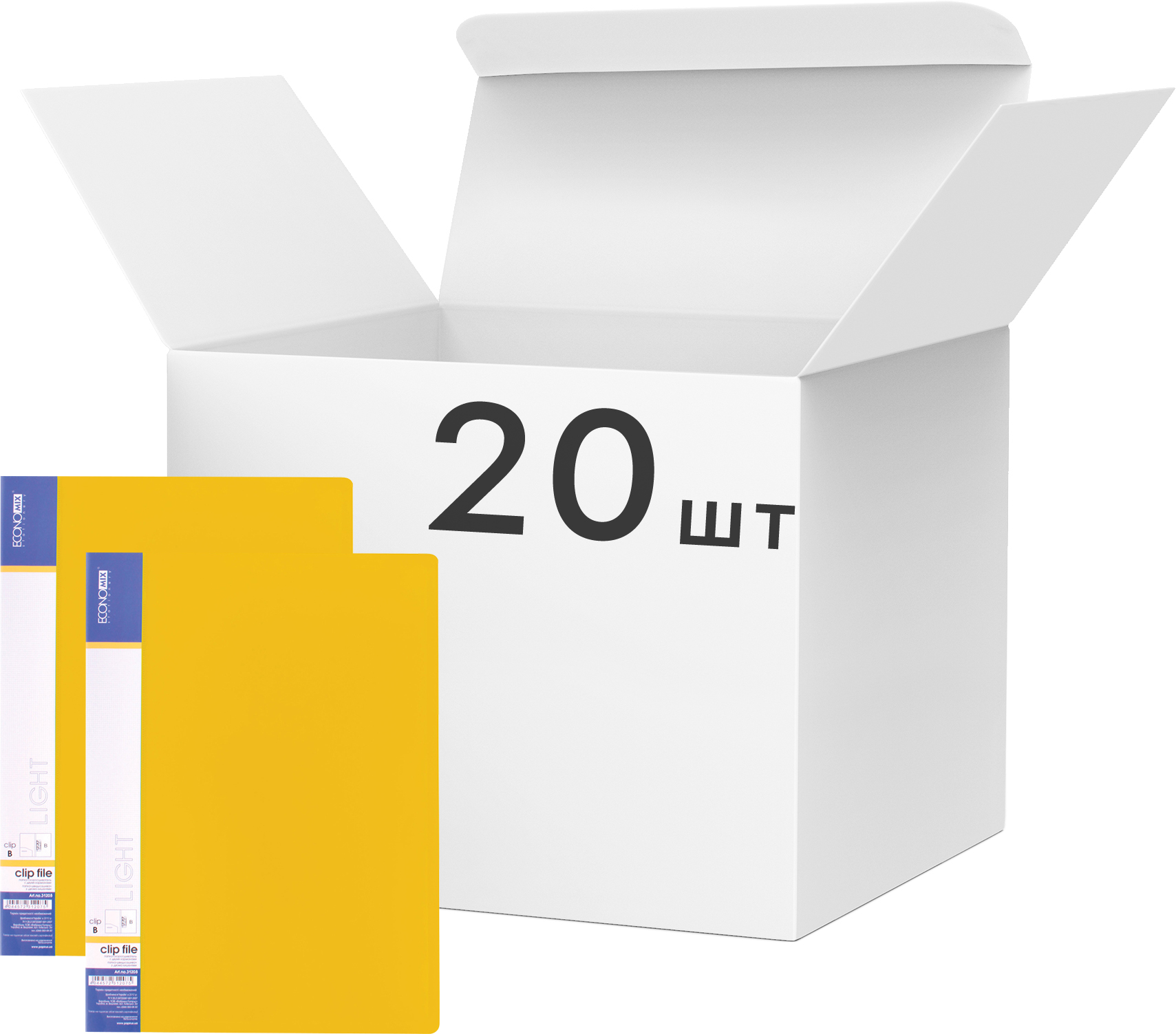 

Набор пластиковых папок Economix Clip В Light с прижимом А4 500 мкм 20 шт Желтый (E31208-05)