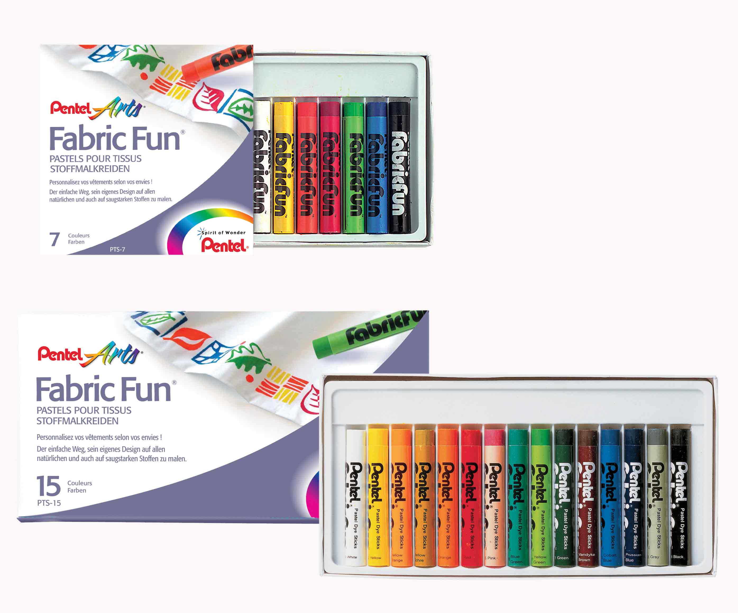 

Набор пастели по ткани FabricFun Pastels Pentel 15цв.+ ручка по ткани