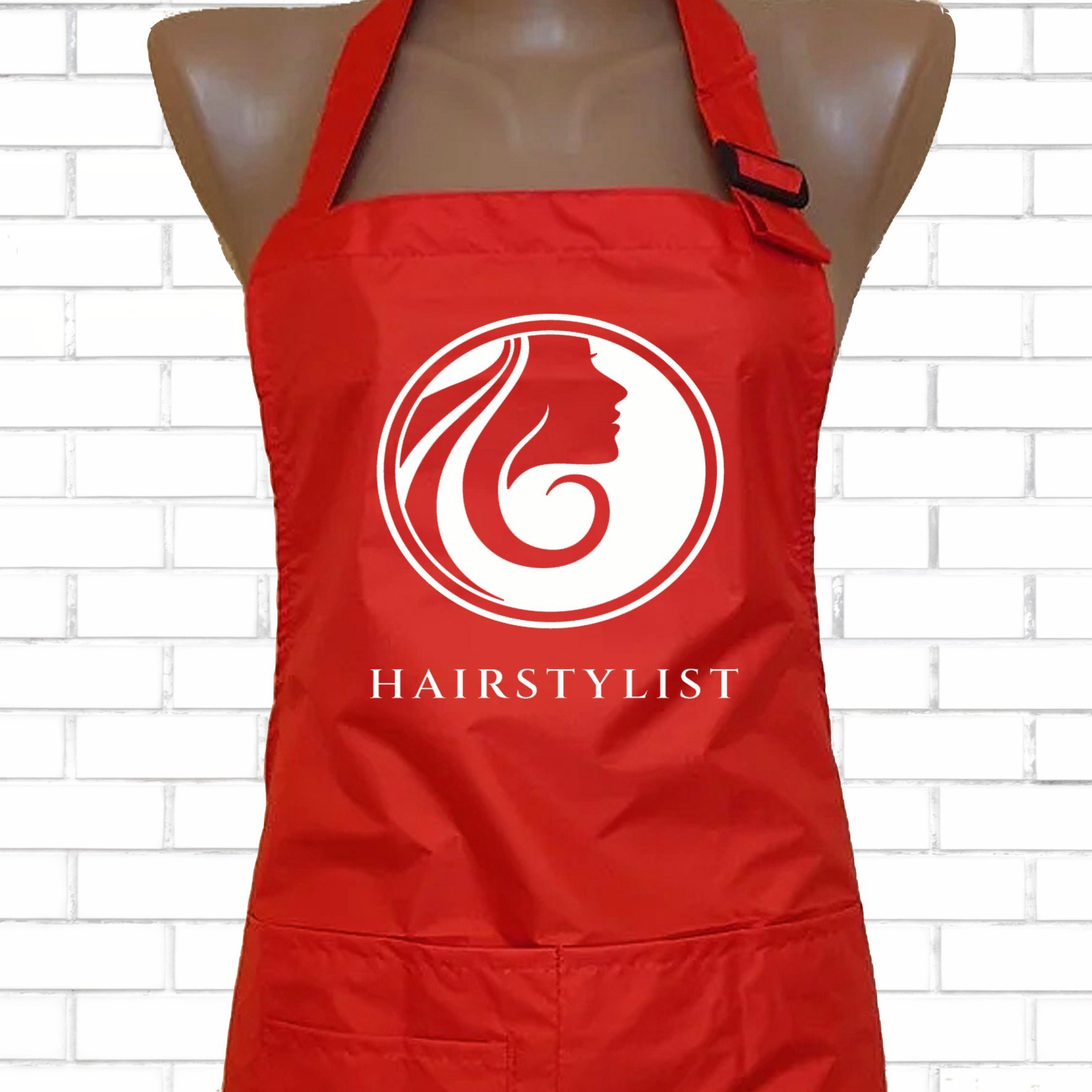 

Фартук с принтом "HairStylist" для парикмахера стилиста. Красный