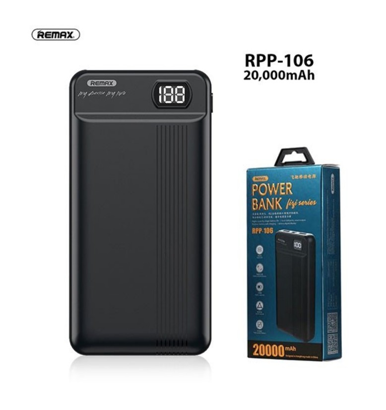 

Портативная батарея Power Bank 20000 mAh Fizi Remax RPP-106-Black