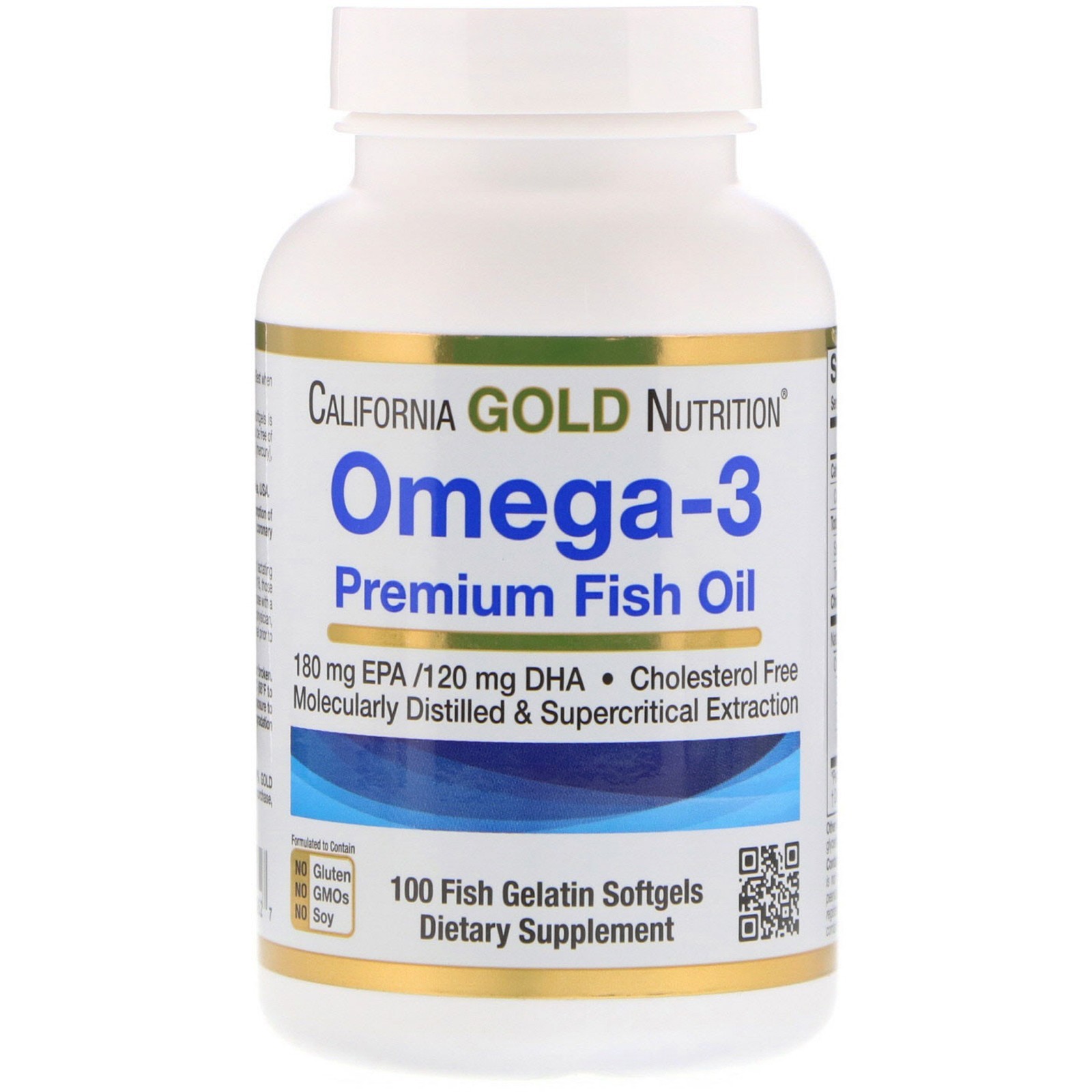 

Омега 3, Рыбий жир премиум-класса Omega-3 California Gold Nutrition, 100 капсул