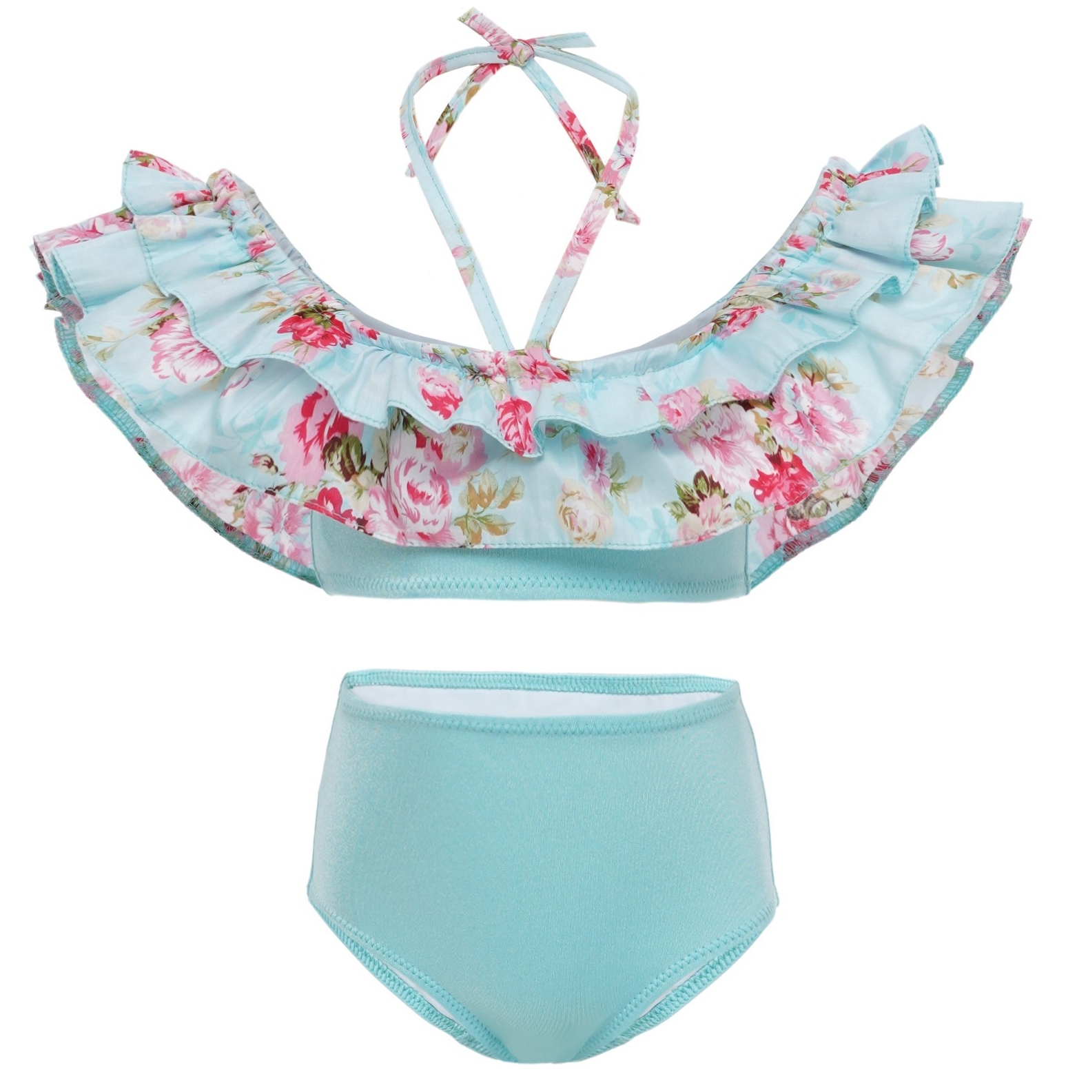 

Раздельный купальник на девочку BabyLadySwim K8R010 104 см Мятный с оборками