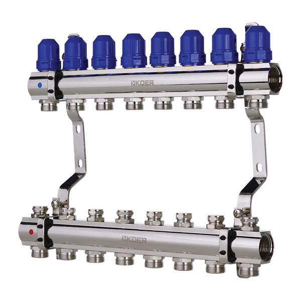 

Коллекторный блок с термостатическими клапанами KOER KR.1100-08 1”x8 WAYS (KR2634)