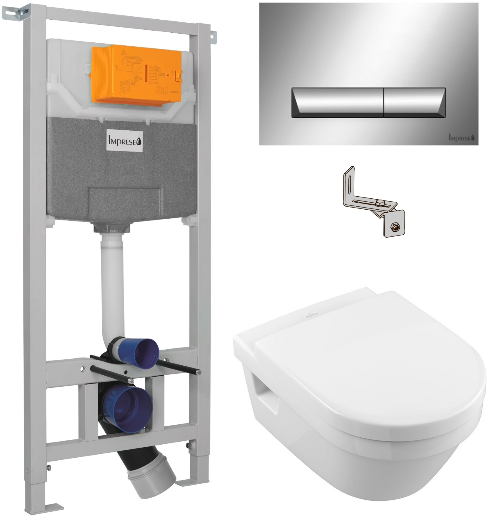 

Инсталляция IMPRESE 3 в 1 i8120 + унитаз VILLEROY&BOCH Architectura DirectFlush 5684HR01 с сиденьем Soft Close 98M9C101