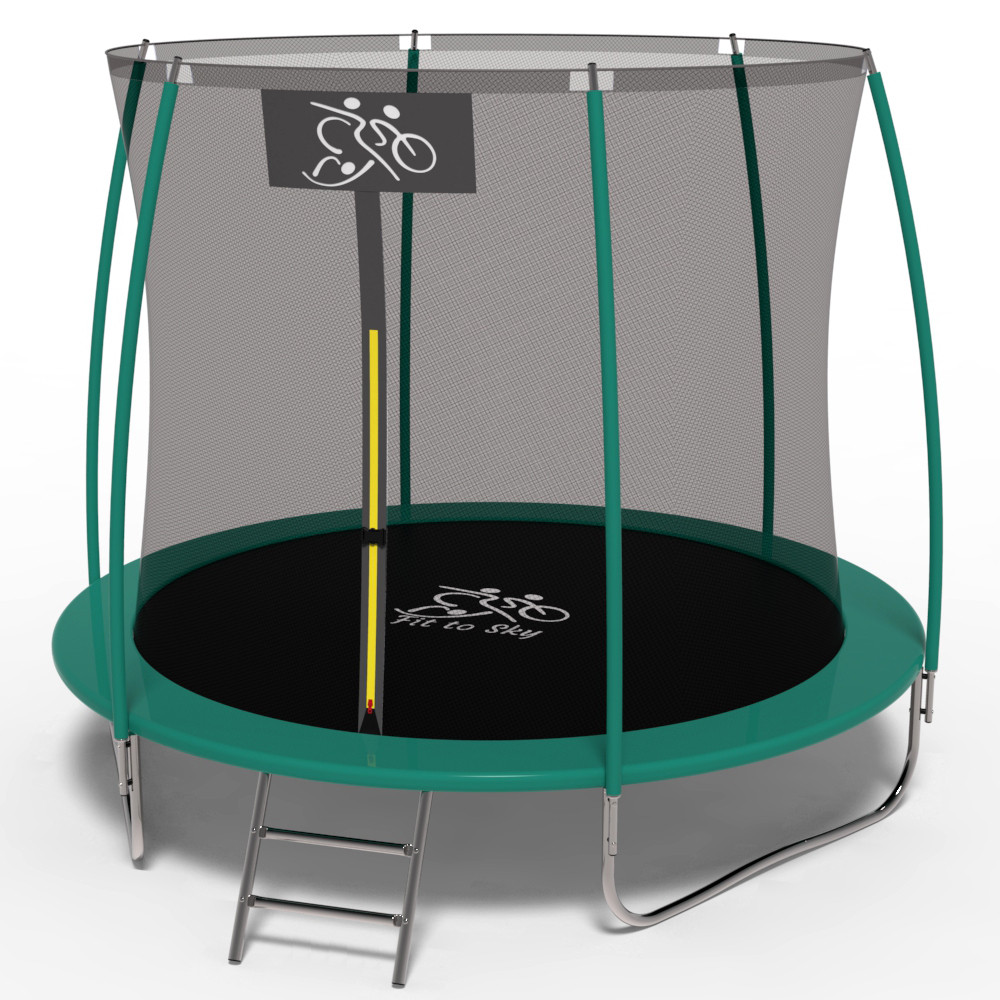 

Батут FitToSky 252С см з внутрішньою сіткою та драбинкою, зелений
