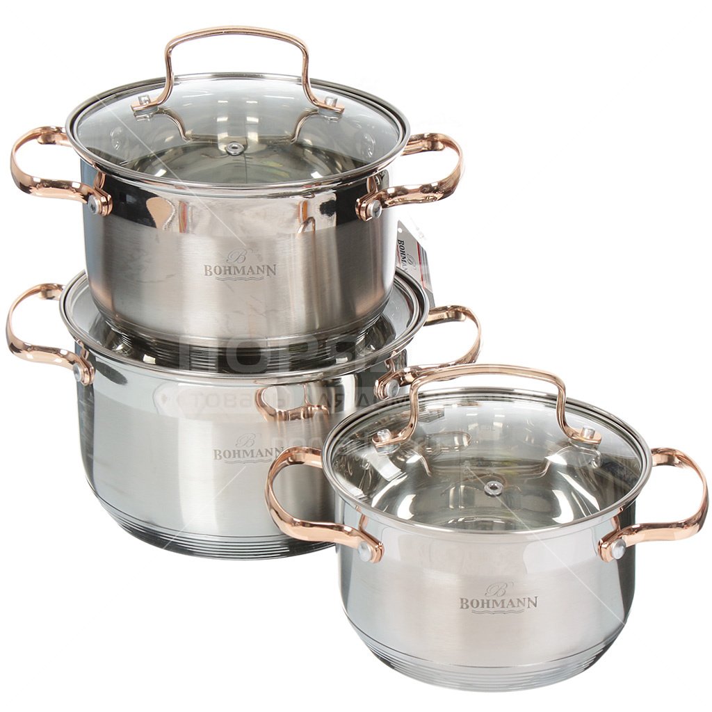 

Набор кастрюль Bohmann из нержавеющей стали 6 предметов (BH-1903G) (NP)