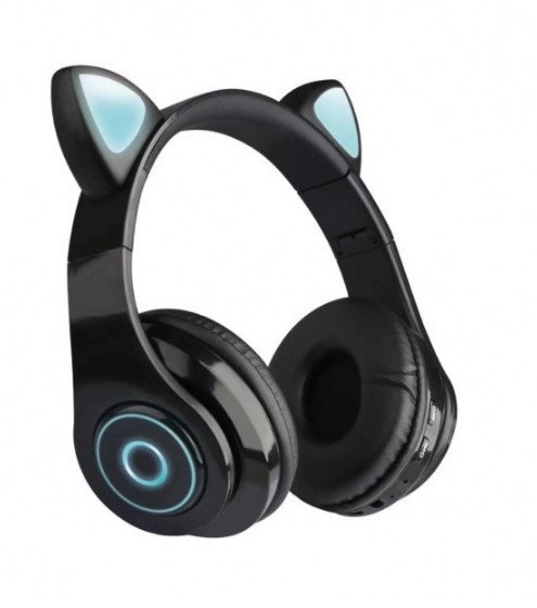

Беспроводные Bluetooth наушники CXT-B39 Cat Ear с ушками и LED подсветкой Черный