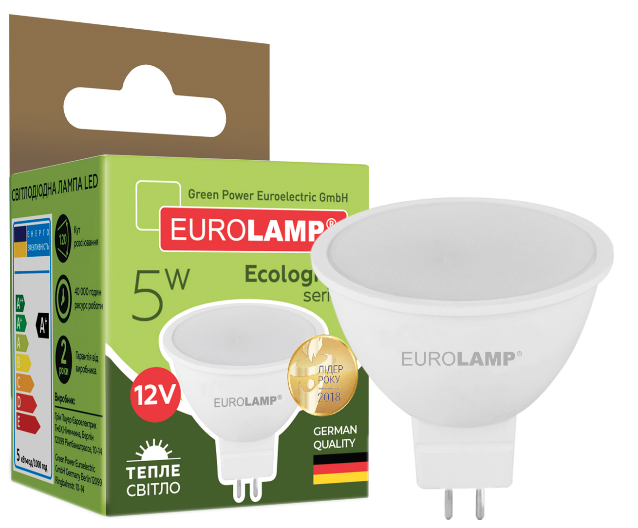 Світлодіодна лампа EUROLAMP SMD MR16 5W GU5.3 3000K 12V (LED-SMD-05533 ...