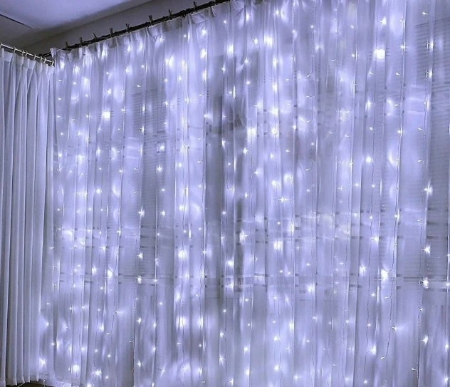 

Гирлянда леска штора Лучи Росы 3х2м Led 220В Белый холодный свет
