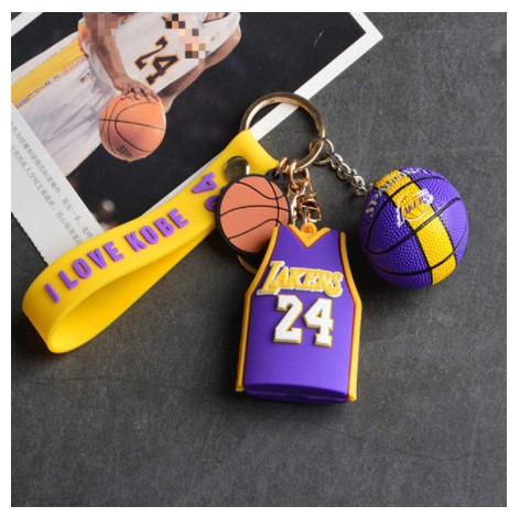 

Брелок баскетбольный Lakers Kobe Bryant 24 c баскетбольным мячом для ключей, рюкзака, сумки Фиолетовый (sv0357)