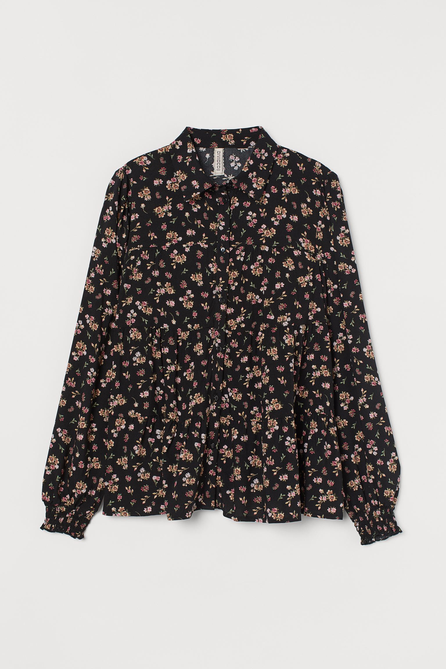 

Блуза H&M 40 черный цветы 12039318692