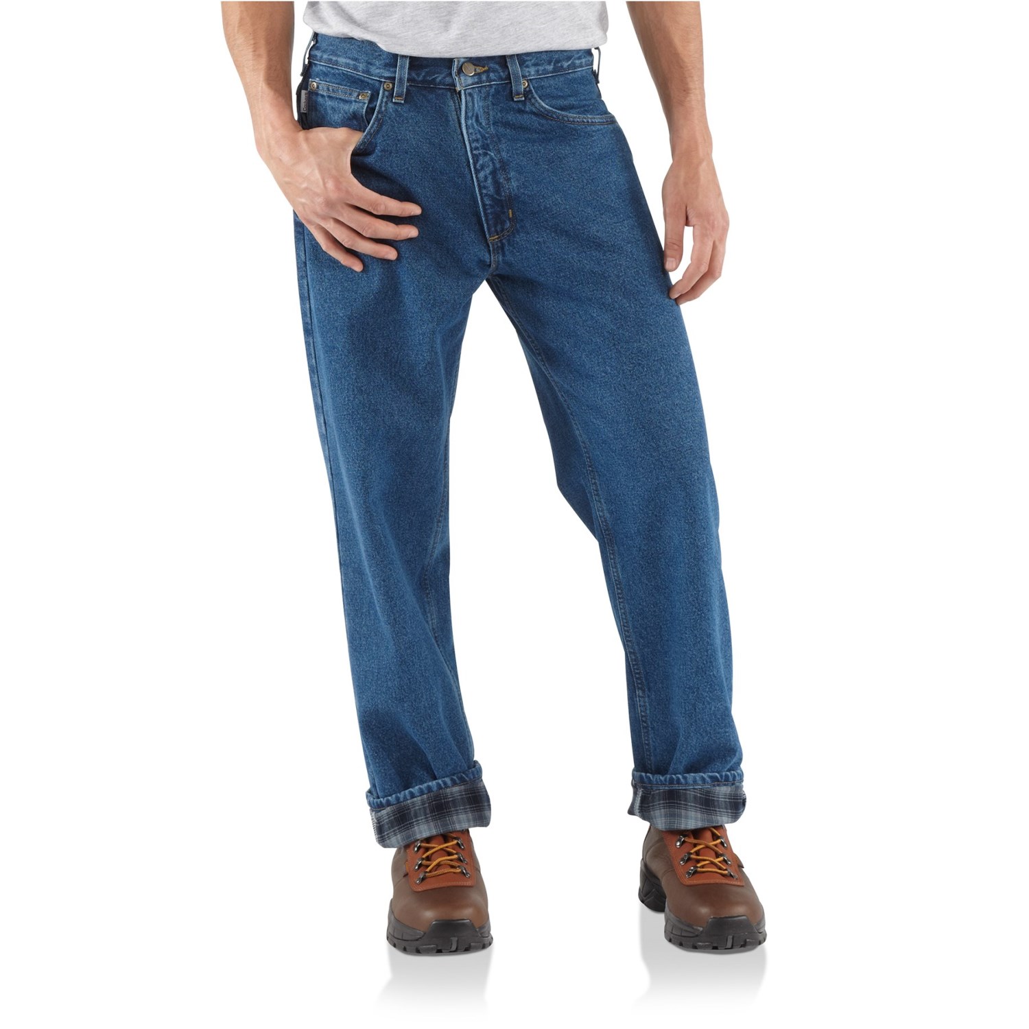 

Джинсы Carhartt B172 Relaxed Fit Flannel-Lined Jeans - Straight Leg, Factory Seconds Darkstone, 46W 32L
