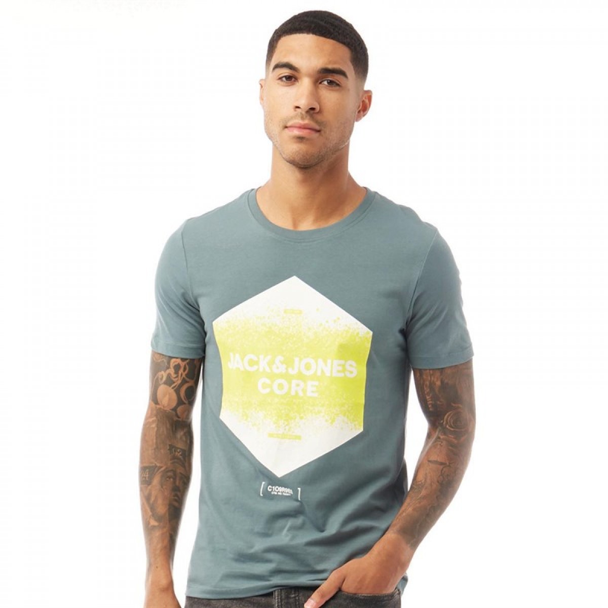 

Футболка JACK AND JONES Splatter Neck North Atlantic Sea Green, S (44)