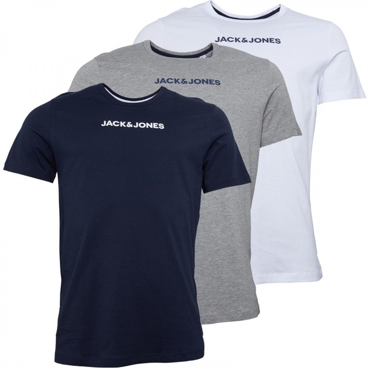 

Футболка JACK AND JONES Rain s Three Pack Light Grey Melange/Navy Blazer/White Multi, S (44)