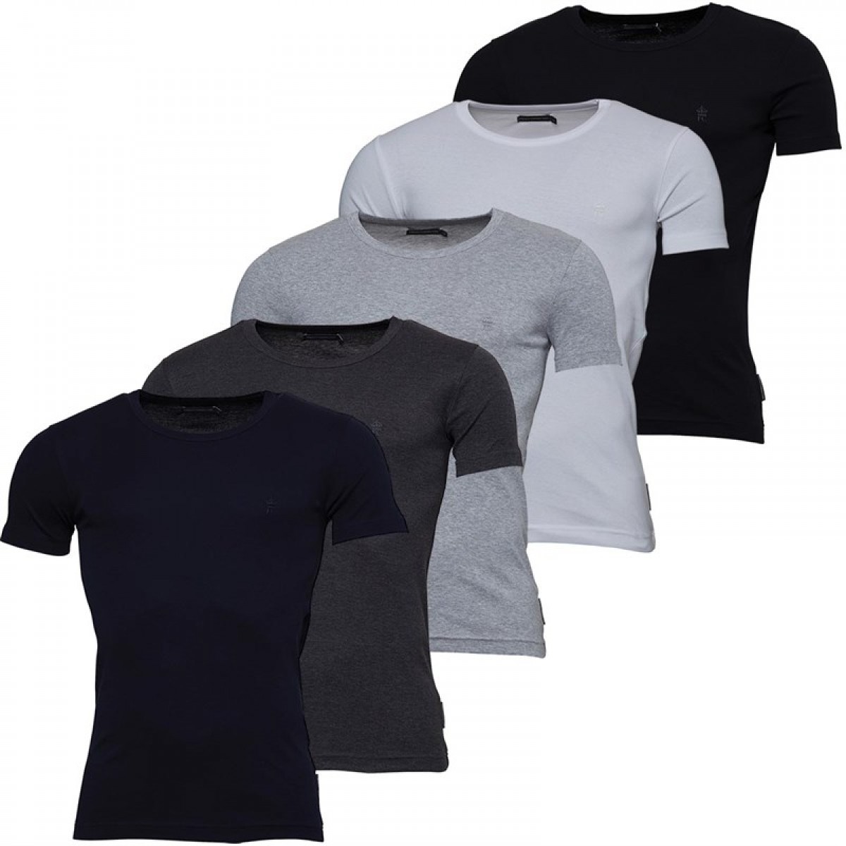 

Футболка French Connection Five Pack s Black/White/Marine/Charcoal/Light Grey Melange Grey Marl, XXL (52)