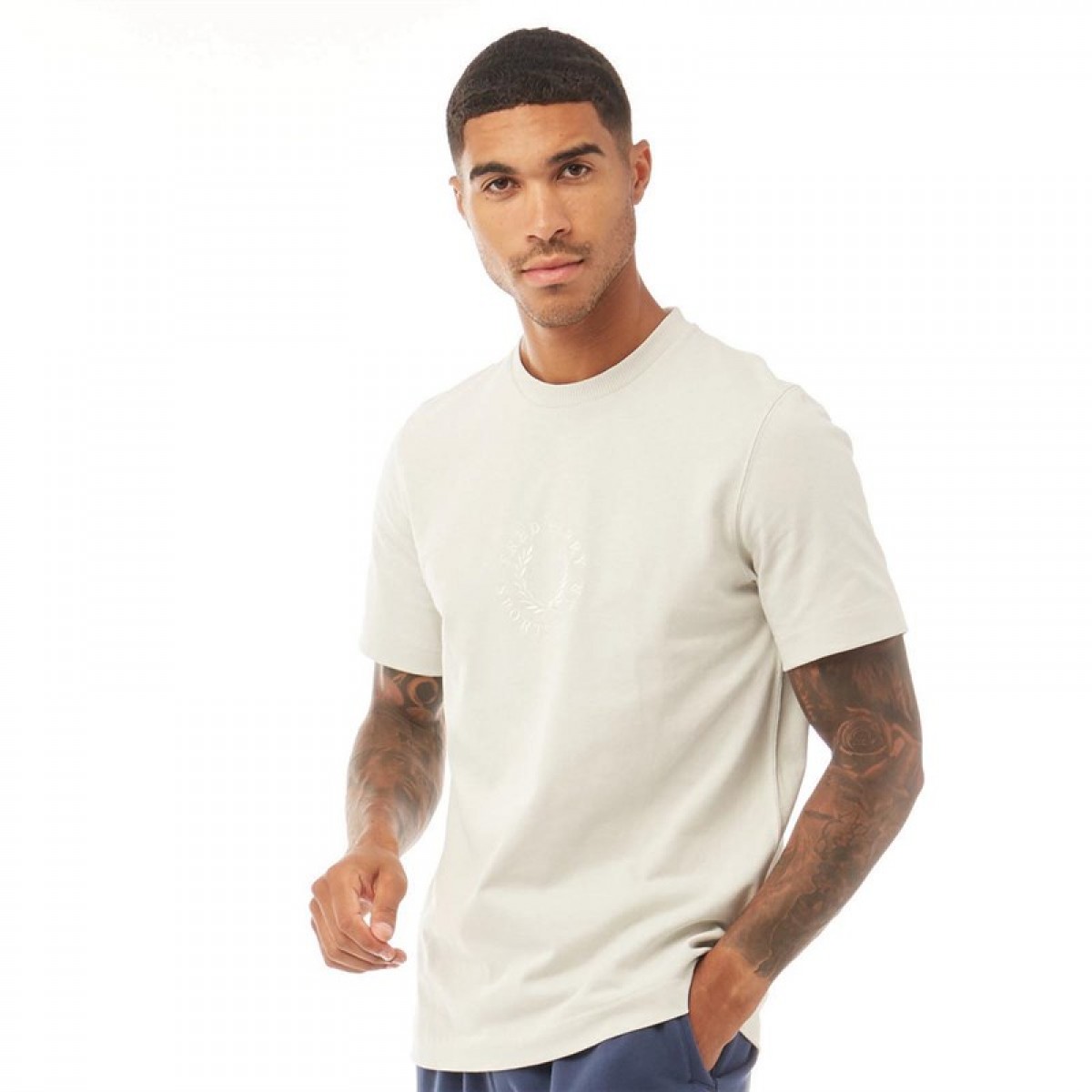 

Футболка Fred Perry Circular Embroidered Cement Pale Grey Marl, XS (42)