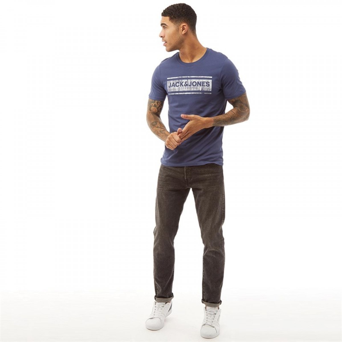 

Футболка JACK AND JONES Jjbrand Neck Denim Blue Denim Blue, S (44)
