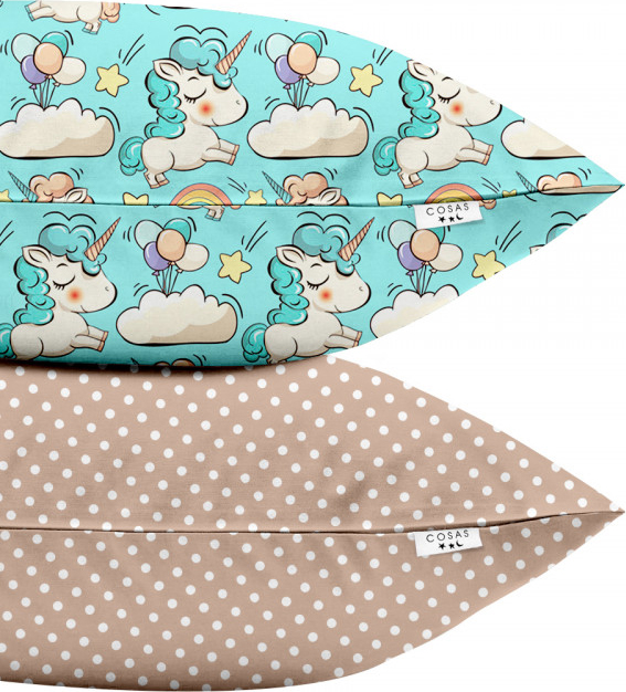 

Набор наволочек Cosas Бязь Set Pillow Unicorn Dots 40х60 см 2 шт Mint Beige