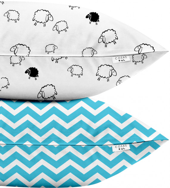 

Набор наволочек Cosas Бязь Set Pillow Sheep ZigZag 40х60 см 2 шт Blue