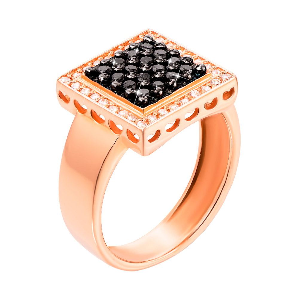

Золотое кольцо Квадро в красном цвете с фианитами 000126021 16.5 размера