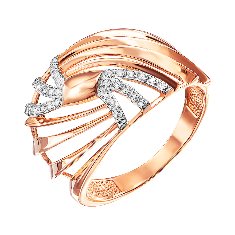 

Золотое кольцо в комбинированном цвете с цирконием 000135339 18 размера