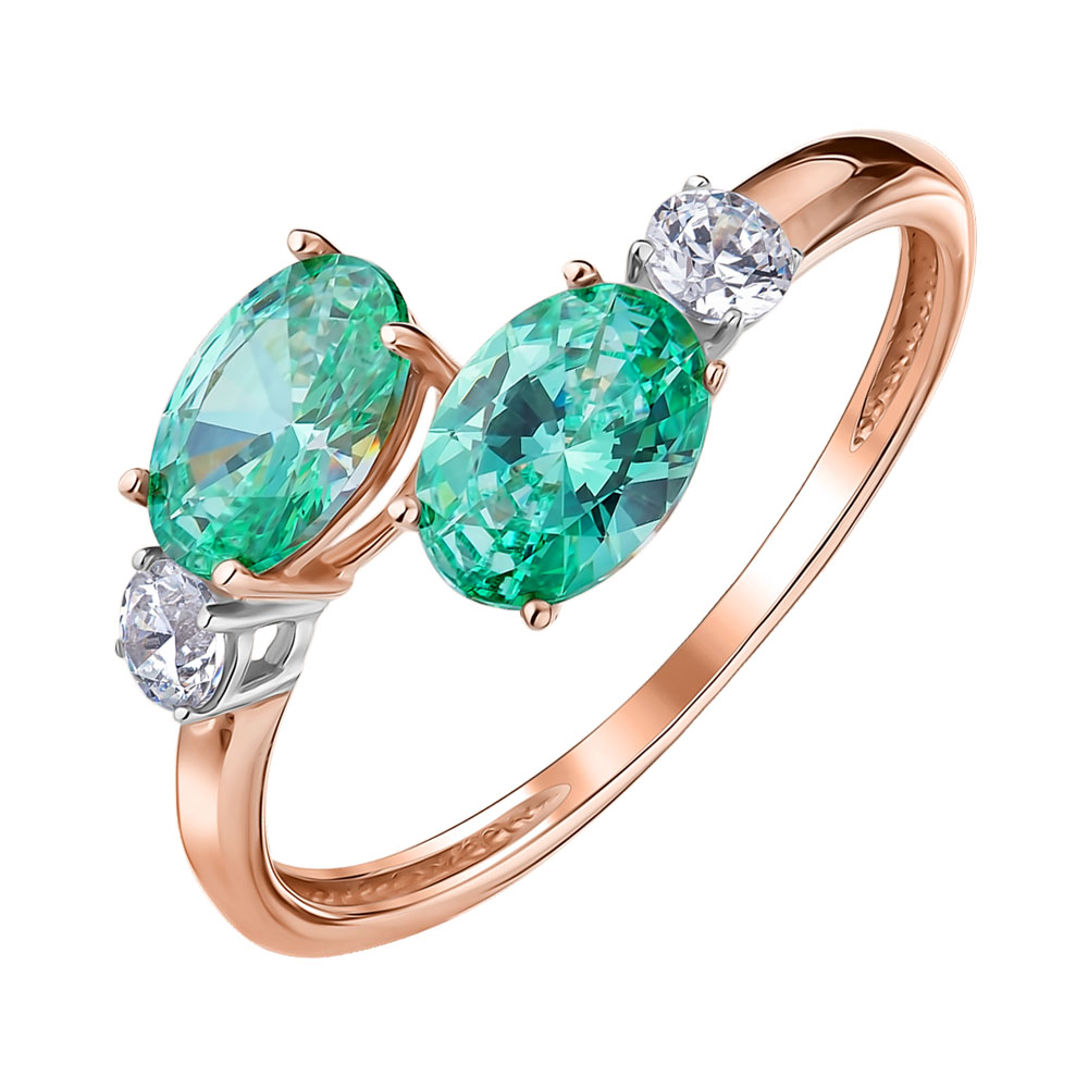 

Золотое кольцо в комбинированном цвете с цирконием Swarovski 000147537 19 размера