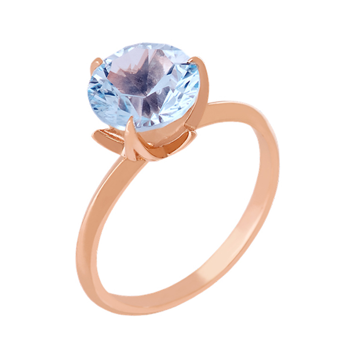 

Золотое кольцо с голубым топазом Азиза 000024464 16.5 размера