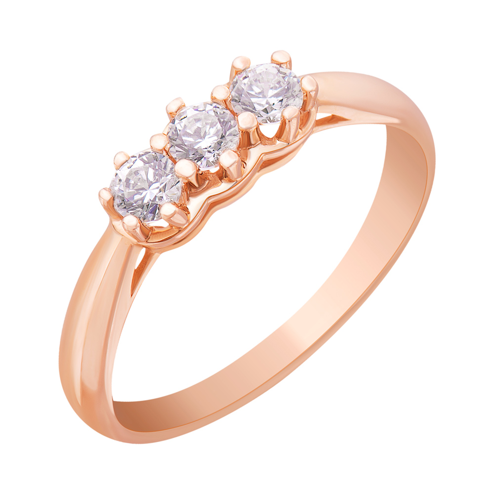 

Золотое кольцо с белыми цирконием Swarovski 000010487 17.5 размера