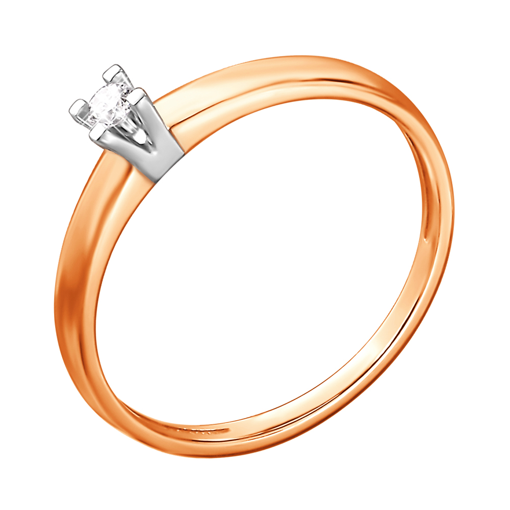 

Золотое кольцо в комбинированном цвете с бриллиантом 000137340 18 размера