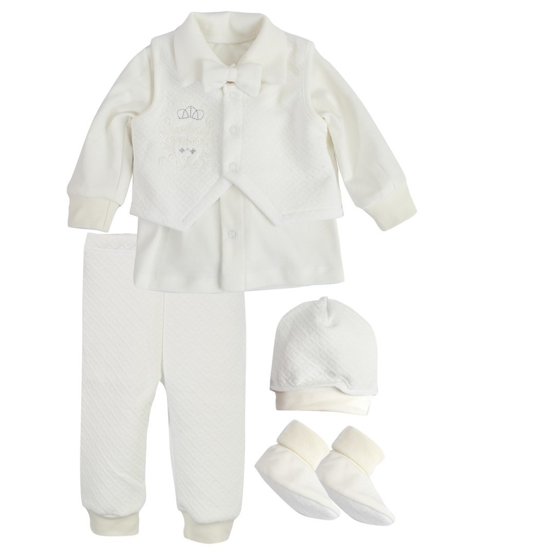 

Костюм на крестины для мальчика Newborn Prince 62-80 молочный