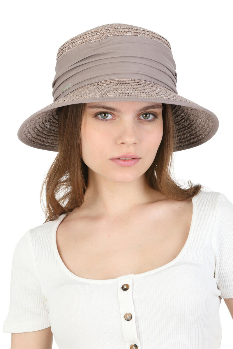 

Шляпа серая из соломы с небольшими полями 58см Seeberger