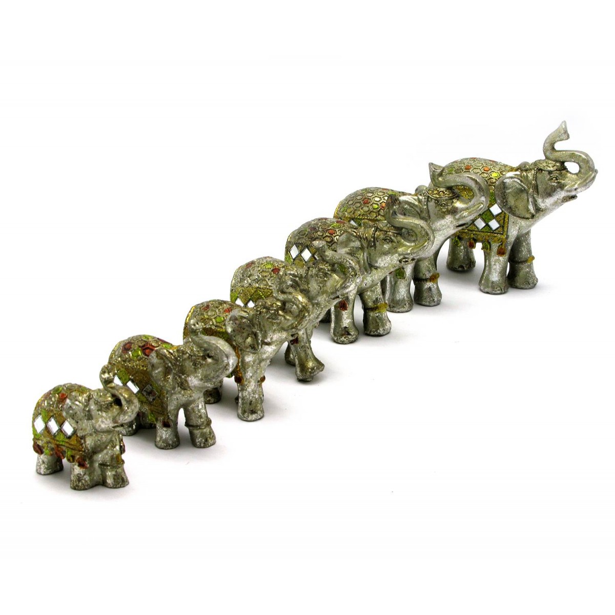 Семь слоников. Фигурка семь слоников e158928. Семь слонов статуэтки. Набор слоников. Слоники статуэтки 7 штук.