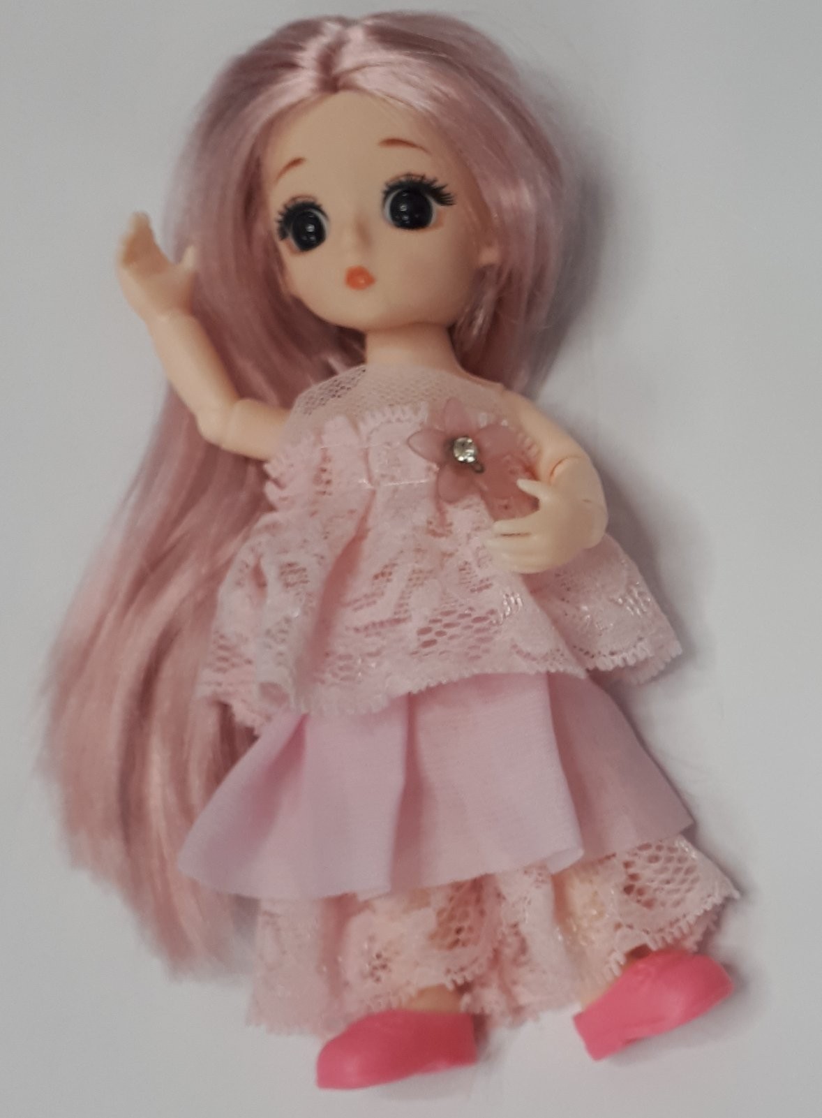 

Кукла шарнирная BJD с 3D глазами, розовыми волосами 16 см