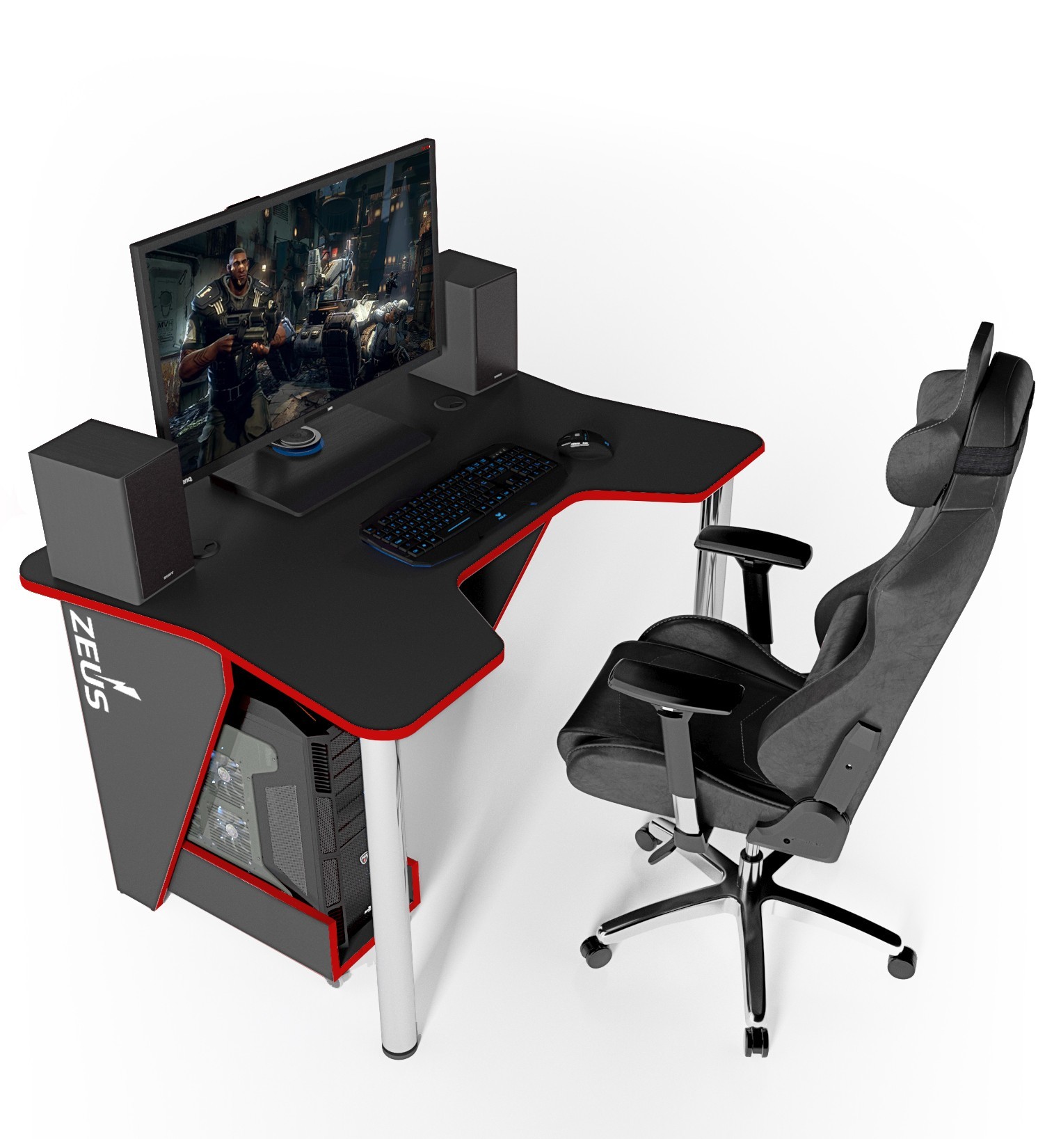 

Геймерский игровой стол ZEUS IGROK-3 черный+красный