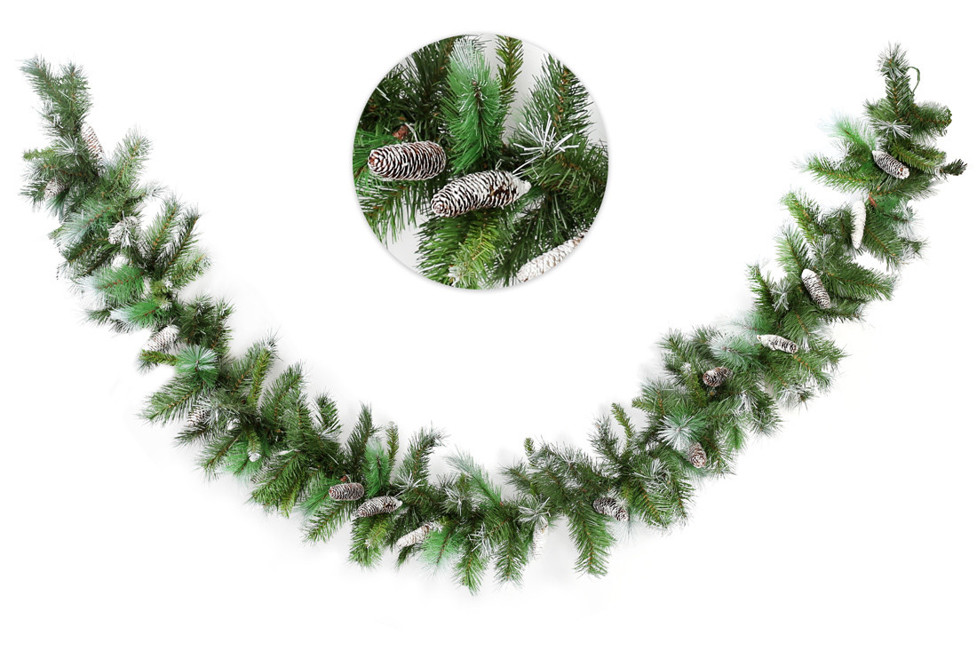 

Гирлянда еловая со снегом, 180 веток, 20 шишек, длина 270 см, диаметр 31 см (840194)