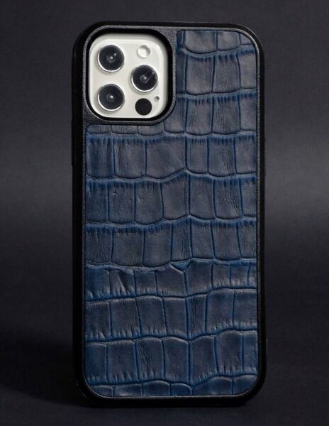 

Кожаный чехол LIMITED Croco Skin для Apple iPhone 12 / iPhone 12 Pro - Blue