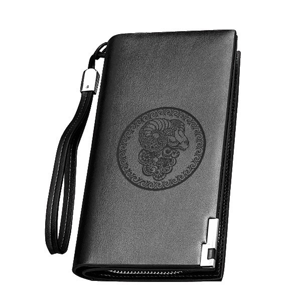 

Портмоне клатч LeMato с гравировкой знака зодиака Овен черный