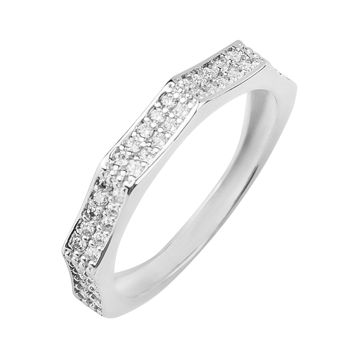 

Серебряное кольцо с двумя дорожками белых фианитов 000102865 17.5 размера