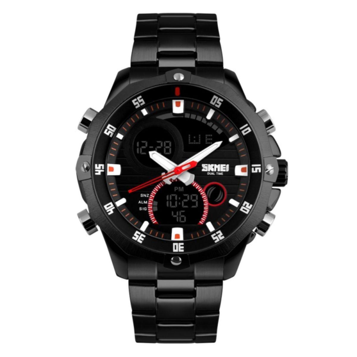 

Мужские часы Skmei 1146 Dual Time Black 5 bar Золотистые