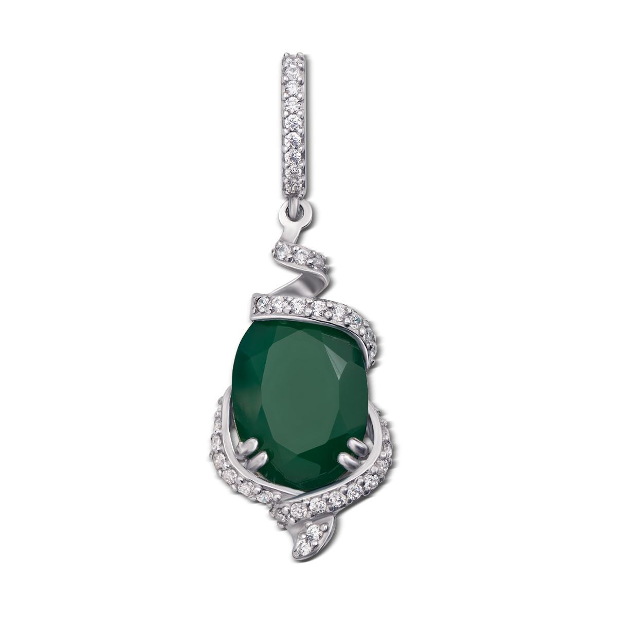 

Серебряный кулон с зеленым агатом 000012677