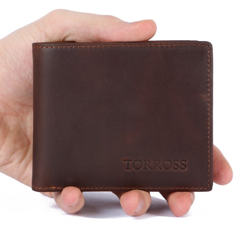 

Мужской портмоне TORROSS Small Wallet из натуральной кожи коричневый