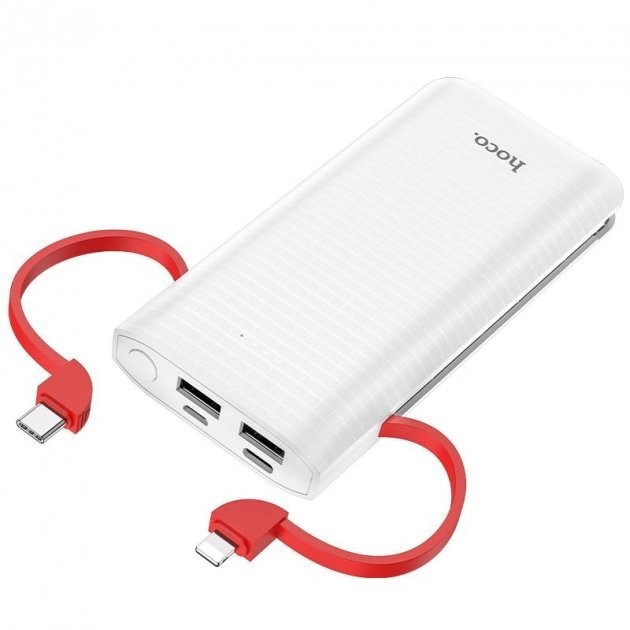 

Павербанк Hoco 10000mAh с кабелем Type-C|Lightning для iPhone, Android