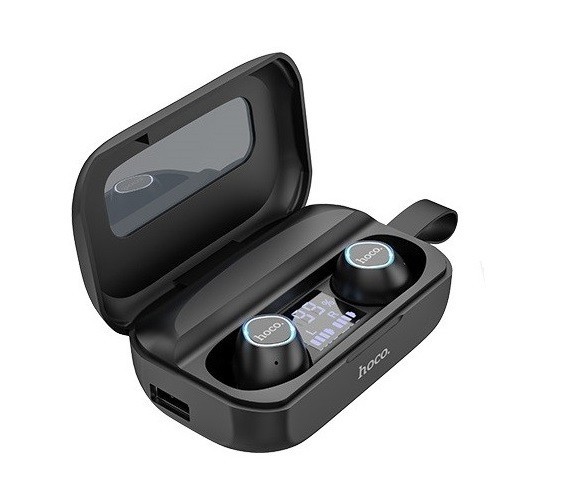 

Bluetooth наушники гарнитура Hoco c зарядным кейсом-павербанком black