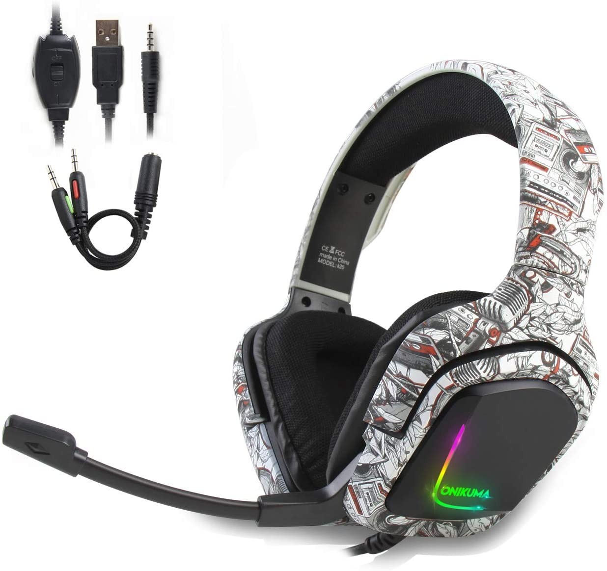 

Геймерские наушники-гарнитура Onikuma c микрофоном для ПК/Xbox/PS/Switch camo